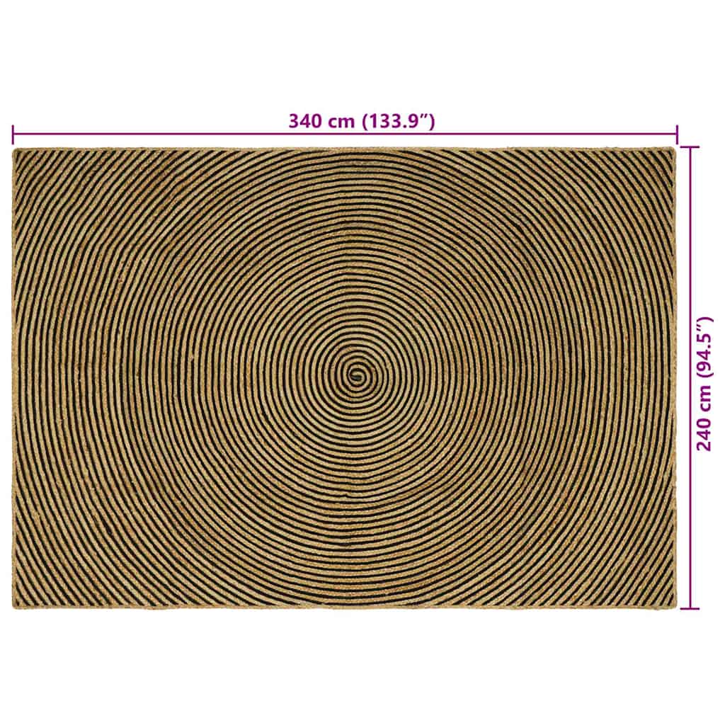 Vloerkleed Natuurlijk en Zwart 240 x 340 cm Jute is nu te koop bij PeponiXL, paradijselijk wonen!