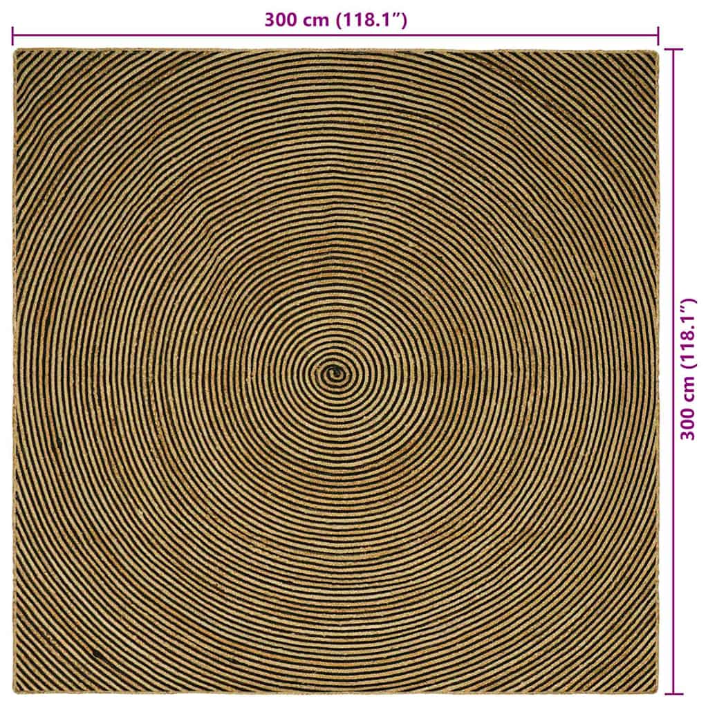 Vloerkleed Natuurlijk en Zwart 300 x 300 cm Jute is nu te koop bij PeponiXL, paradijselijk wonen!