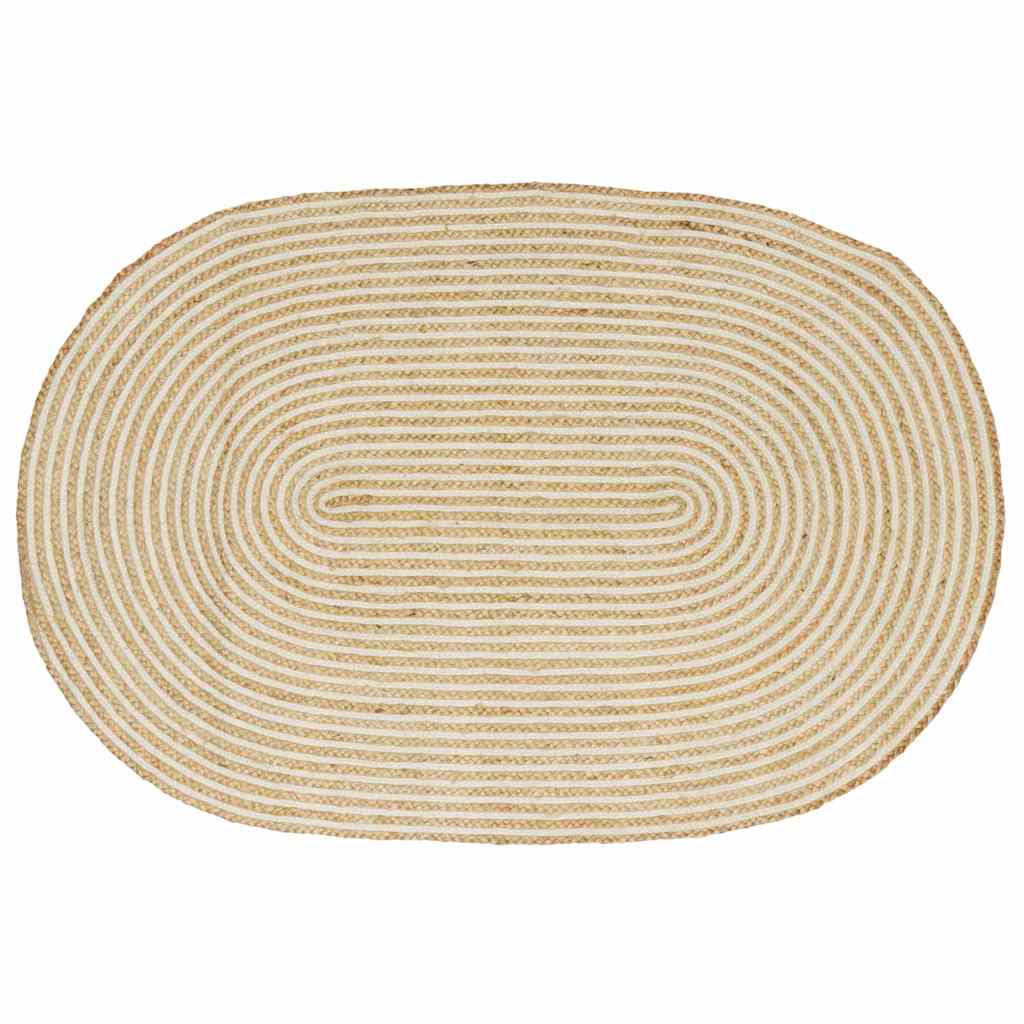 Vloerkleed Natuurlijk en Wit 122 x 183 cm Jute is nu te koop bij PeponiXL, paradijselijk wonen!