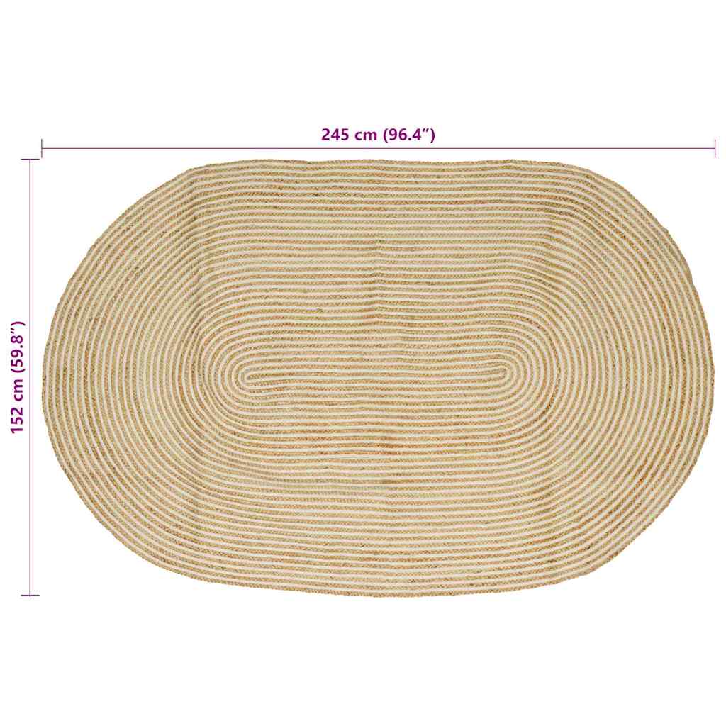 Vloerkleed Natuurlijk en Wit 152 x 245 cm Jute is nu te koop bij PeponiXL, paradijselijk wonen!