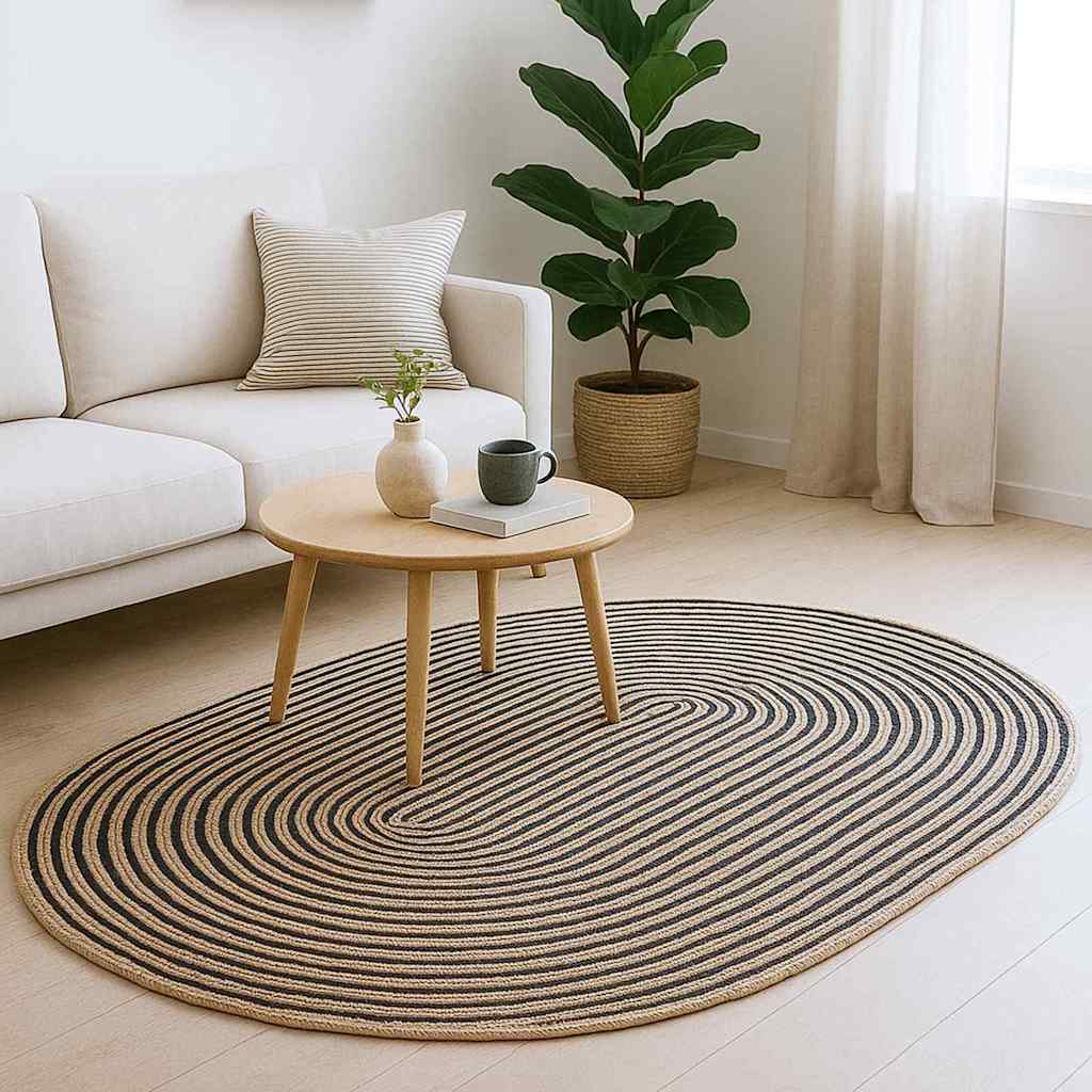 Vloerkleed Natuurlijk en Zwart 205 x 305 cm Jute is nu te koop bij PeponiXL, paradijselijk wonen!