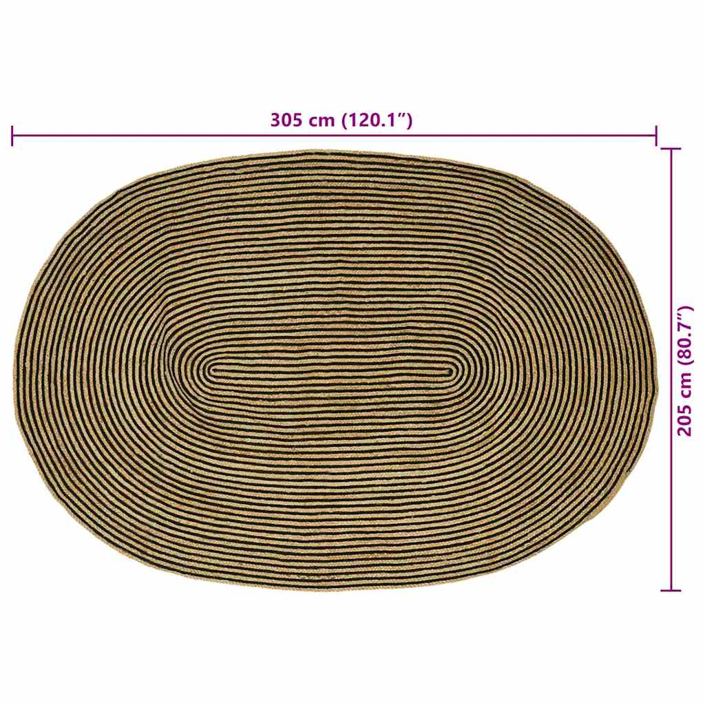 Vloerkleed Natuurlijk en Zwart 205 x 305 cm Jute is nu te koop bij PeponiXL, paradijselijk wonen!