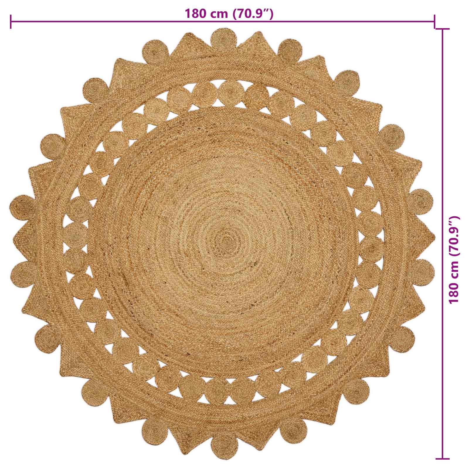 Tapijt Bruin Ø 180 cm Jute is nu te koop bij PeponiXL, paradijselijk wonen!