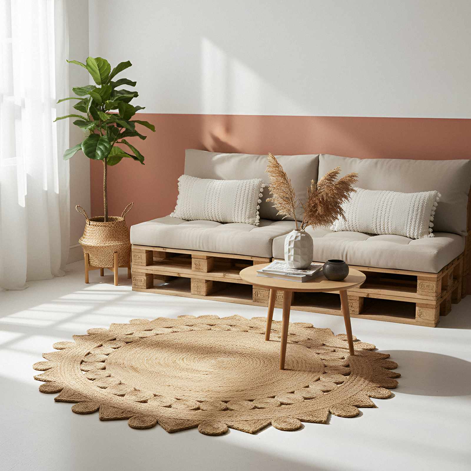 Tapijt Bruin Ø 210 cm Jute is nu te koop bij PeponiXL, paradijselijk wonen!