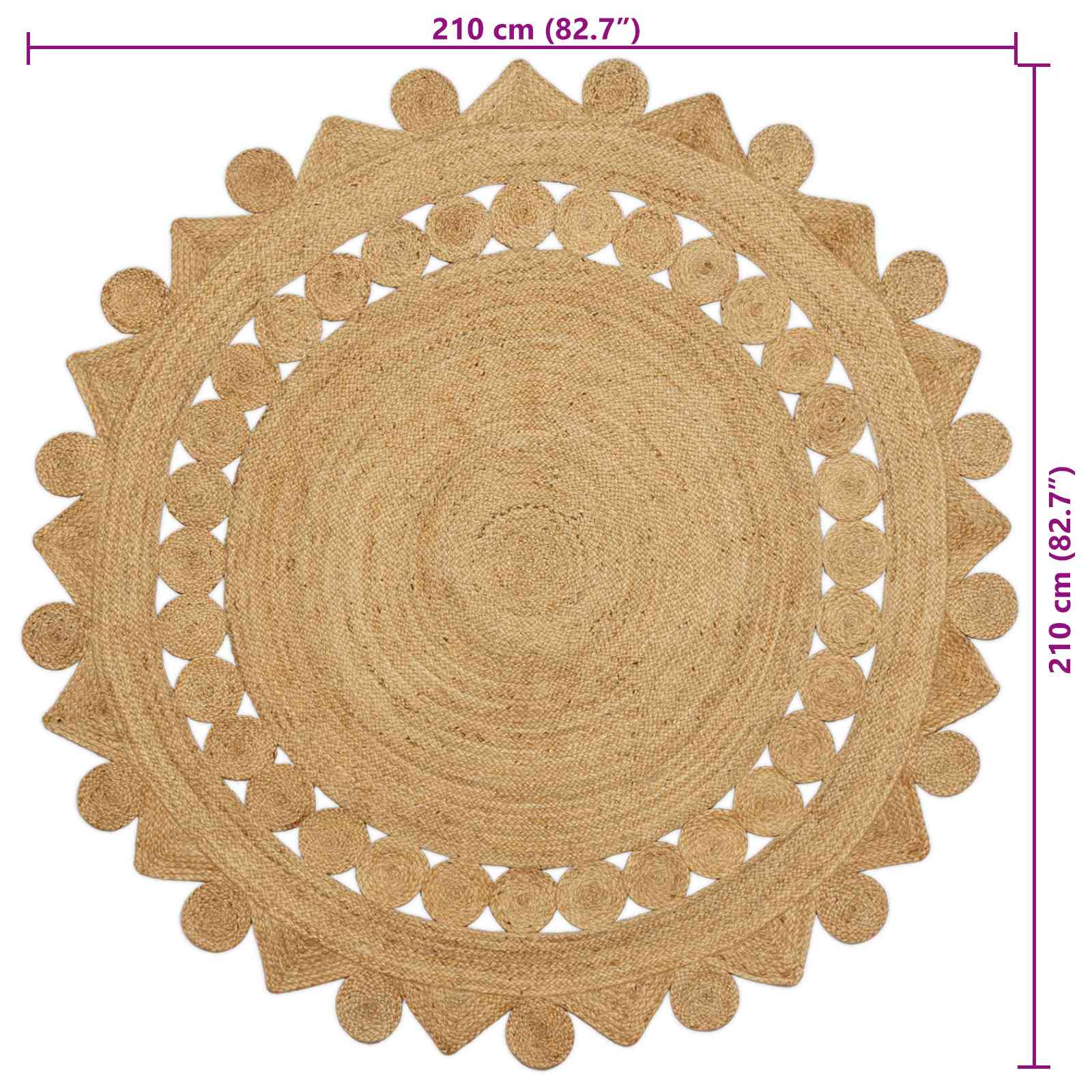 Tapijt Bruin Ø 210 cm Jute is nu te koop bij PeponiXL, paradijselijk wonen!