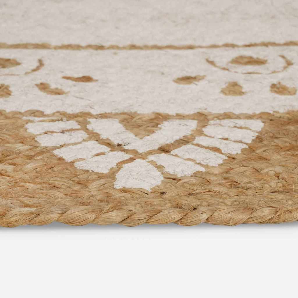 Jute Tapijt Bloemen Naturel 100 x 152 cm Jute is nu te koop bij PeponiXL, paradijselijk wonen!