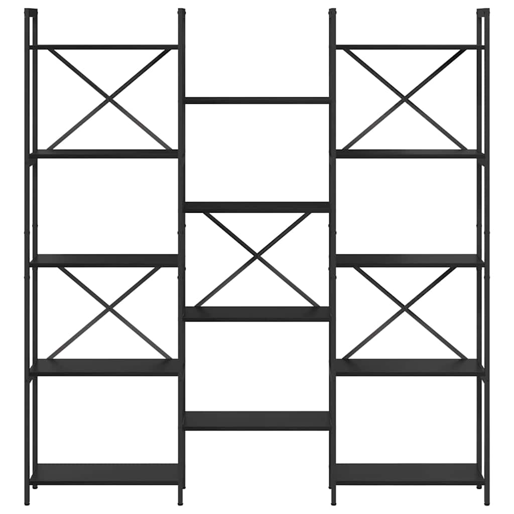 Boekenkast Zwart Eiken 156 x 25 x 167 cm Bewerkt hout is nu te koop bij PeponiXL, paradijselijk wonen!
