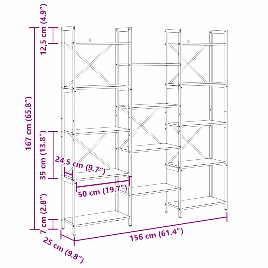 Boekenkast Sonoma Eiken 156 x 25 x 167 cm Bewerkt hout is nu te koop bij PeponiXL, paradijselijk wonen!
