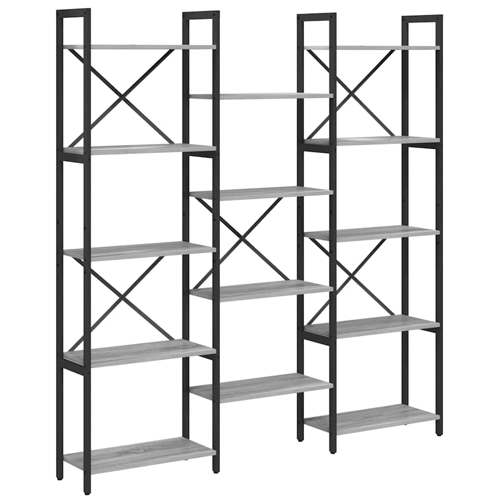 Boekenkast Grijs sonoma 156 x 25 x 167 cm Bewerkt hout is nu te koop bij PeponiXL, paradijselijk wonen!