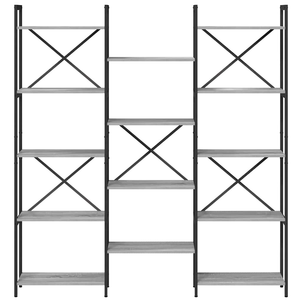 Boekenkast Grijs sonoma 156 x 25 x 167 cm Bewerkt hout is nu te koop bij PeponiXL, paradijselijk wonen!