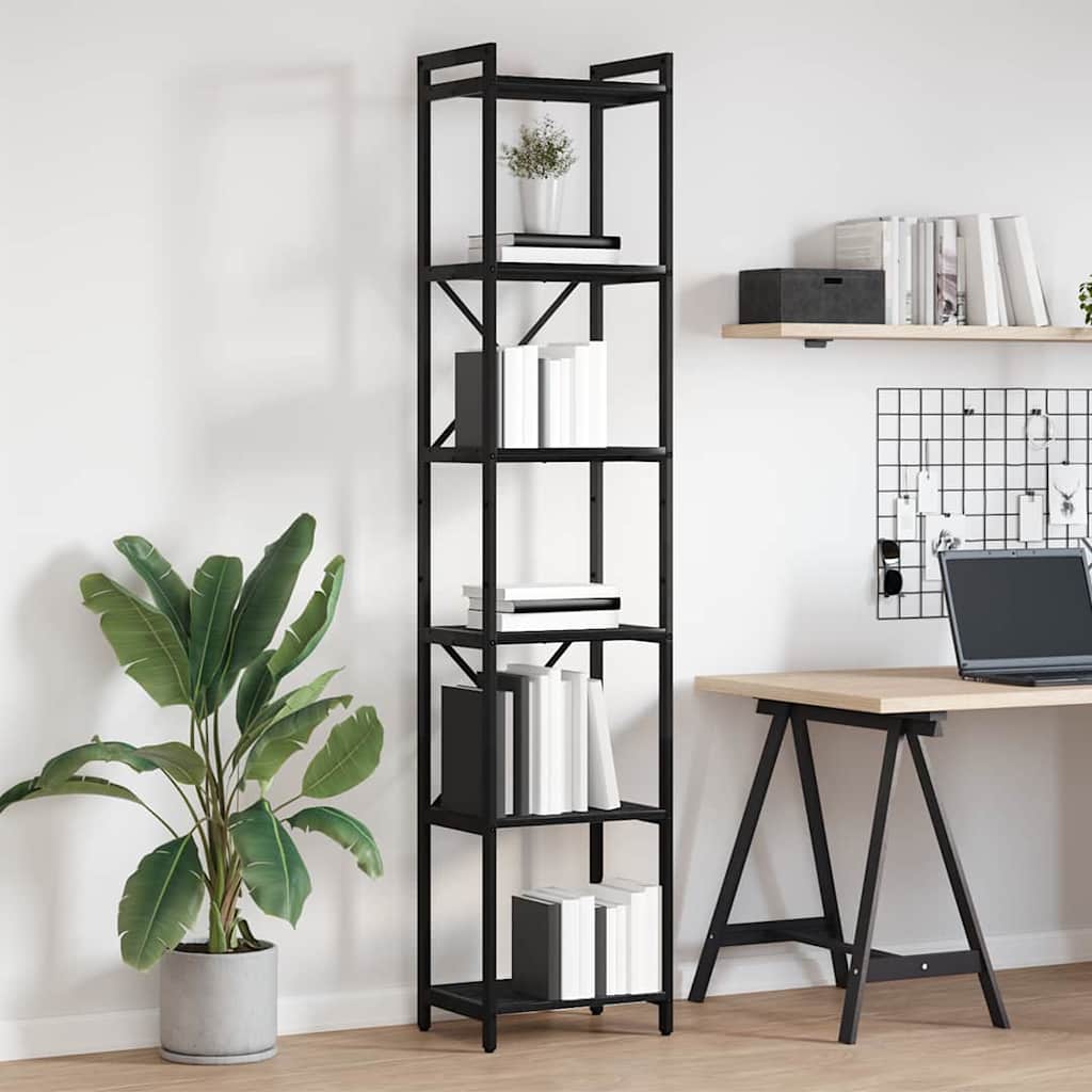 Boekenkast Zwart Eiken 40 x 30 x 189,5 cm Bewerkt hout is nu te koop bij PeponiXL, paradijselijk wonen!