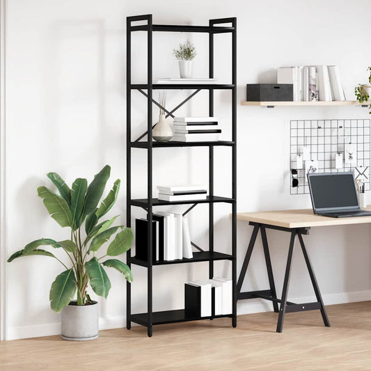 Boekenkast Zwart Eiken 60 x 30 x 189,5 cm Bewerkt hout is nu te koop bij PeponiXL, paradijselijk wonen!