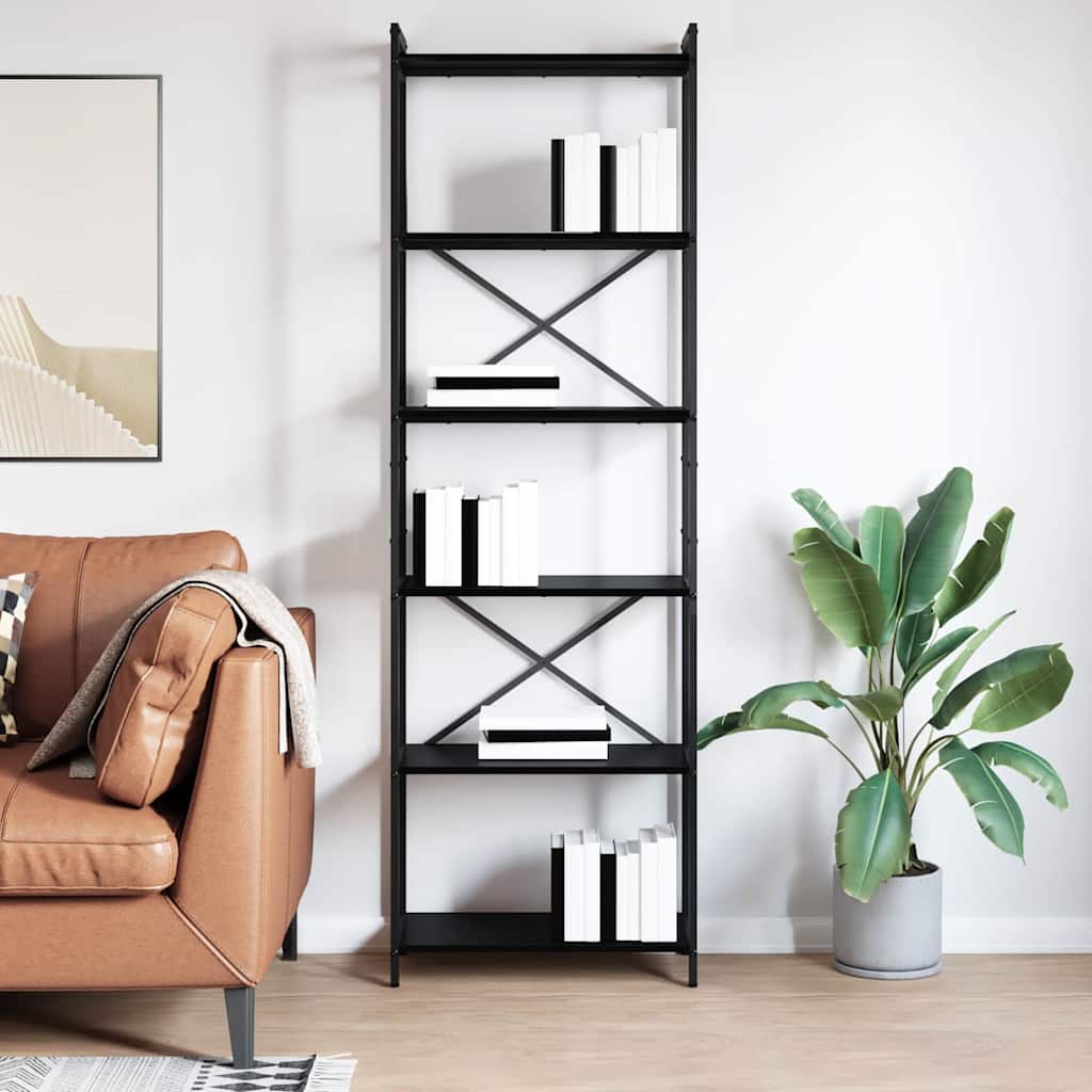 Boekenkast Zwart Eiken 60 x 30 x 189,5 cm Bewerkt hout is nu te koop bij PeponiXL, paradijselijk wonen!
