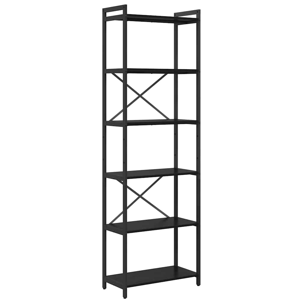 Boekenkast Zwart Eiken 60 x 30 x 189,5 cm Bewerkt hout is nu te koop bij PeponiXL, paradijselijk wonen!