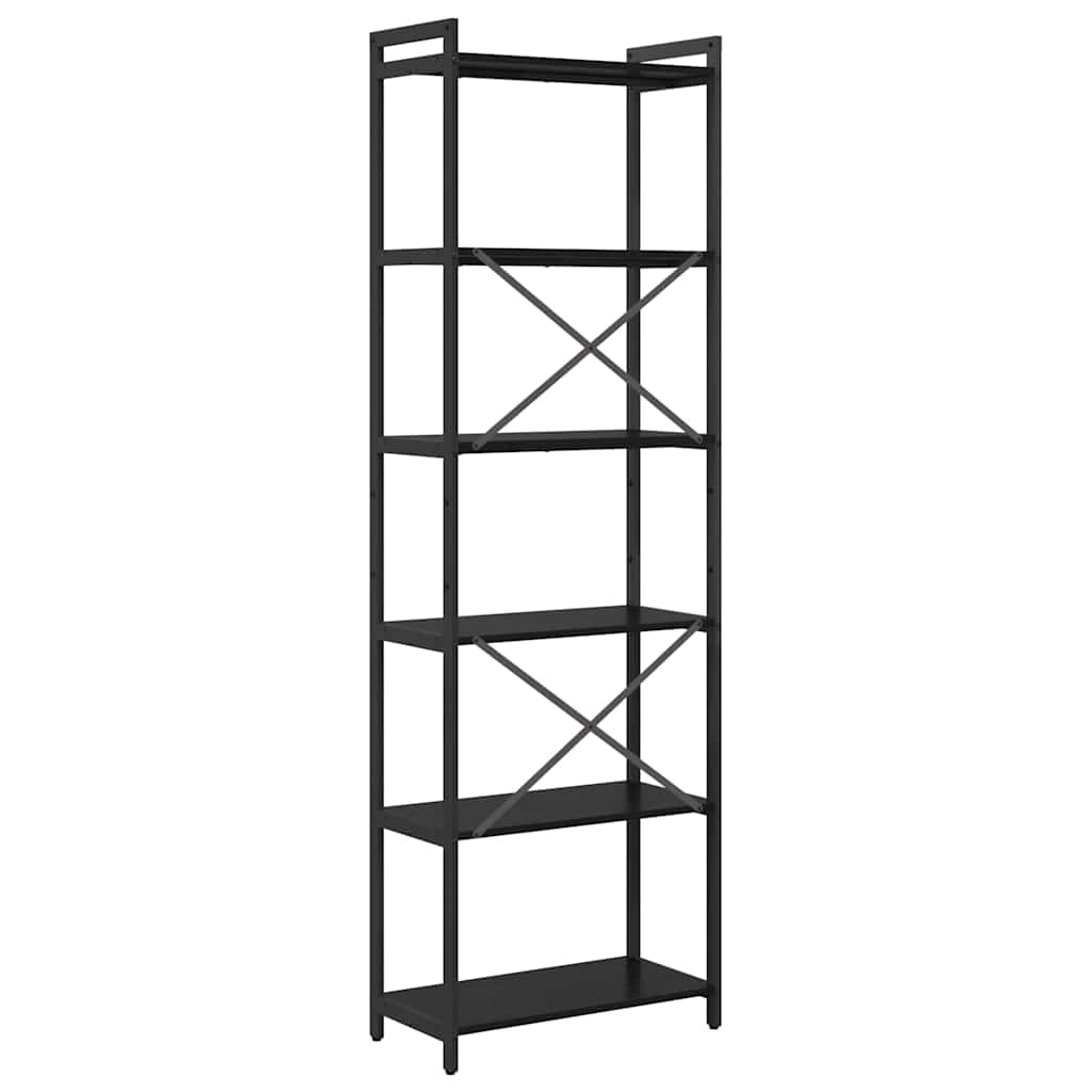 Boekenkast Zwart Eiken 60 x 30 x 189,5 cm Bewerkt hout is nu te koop bij PeponiXL, paradijselijk wonen!