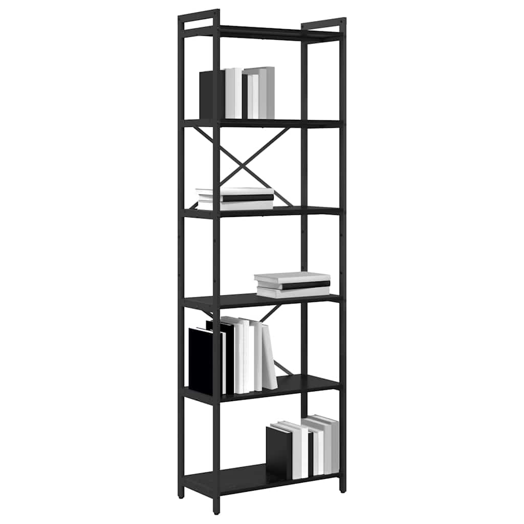 Boekenkast Zwart Eiken 60 x 30 x 189,5 cm Bewerkt hout is nu te koop bij PeponiXL, paradijselijk wonen!