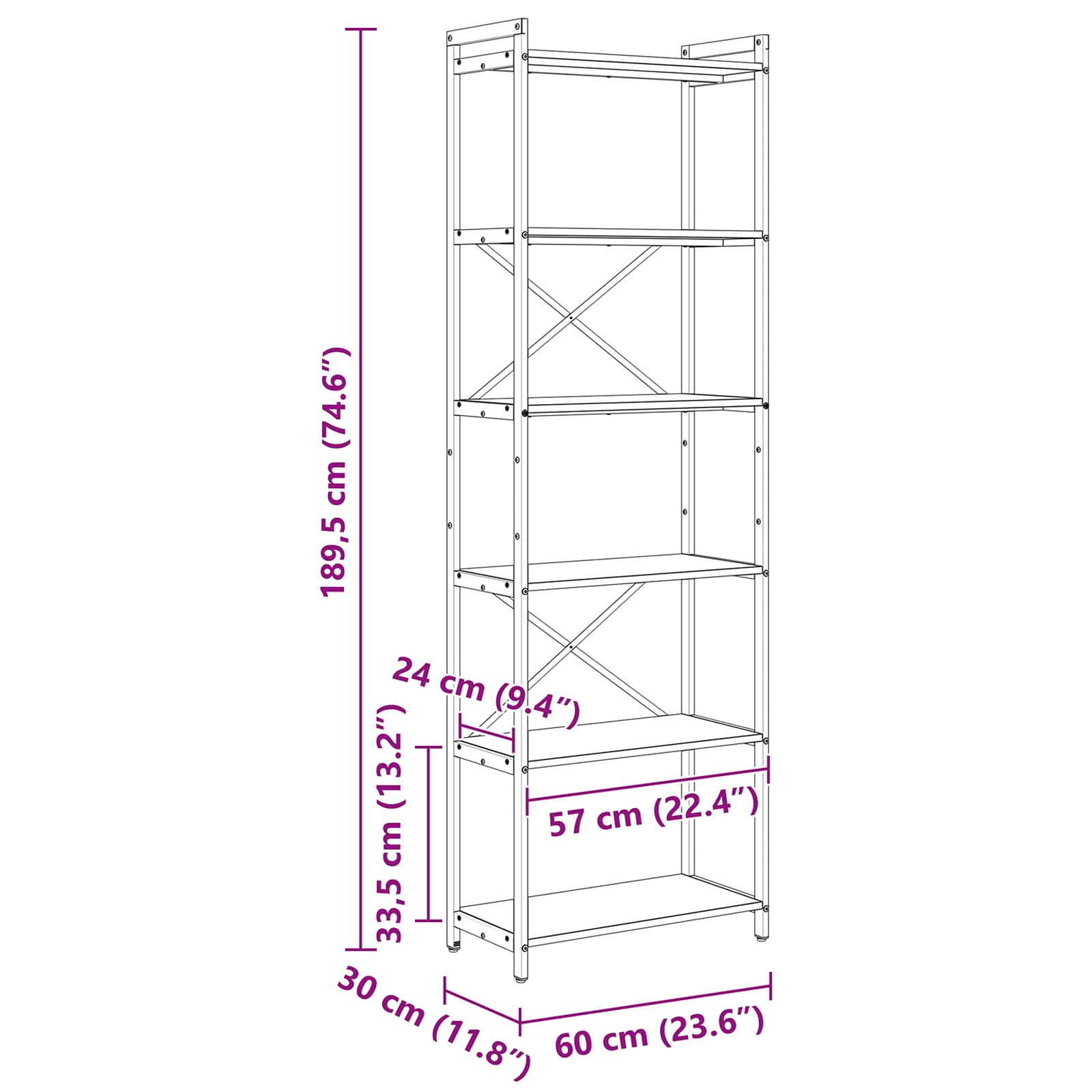 Boekenkast Sonoma Eiken 40 x 30 x 85 cm Bewerkt hout is nu te koop bij PeponiXL, paradijselijk wonen!