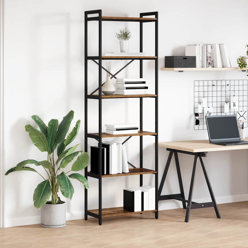 Boekenkast Oud hout 60 x 30 x 189,5 cm Bewerkt hout is nu te koop bij PeponiXL, paradijselijk wonen!