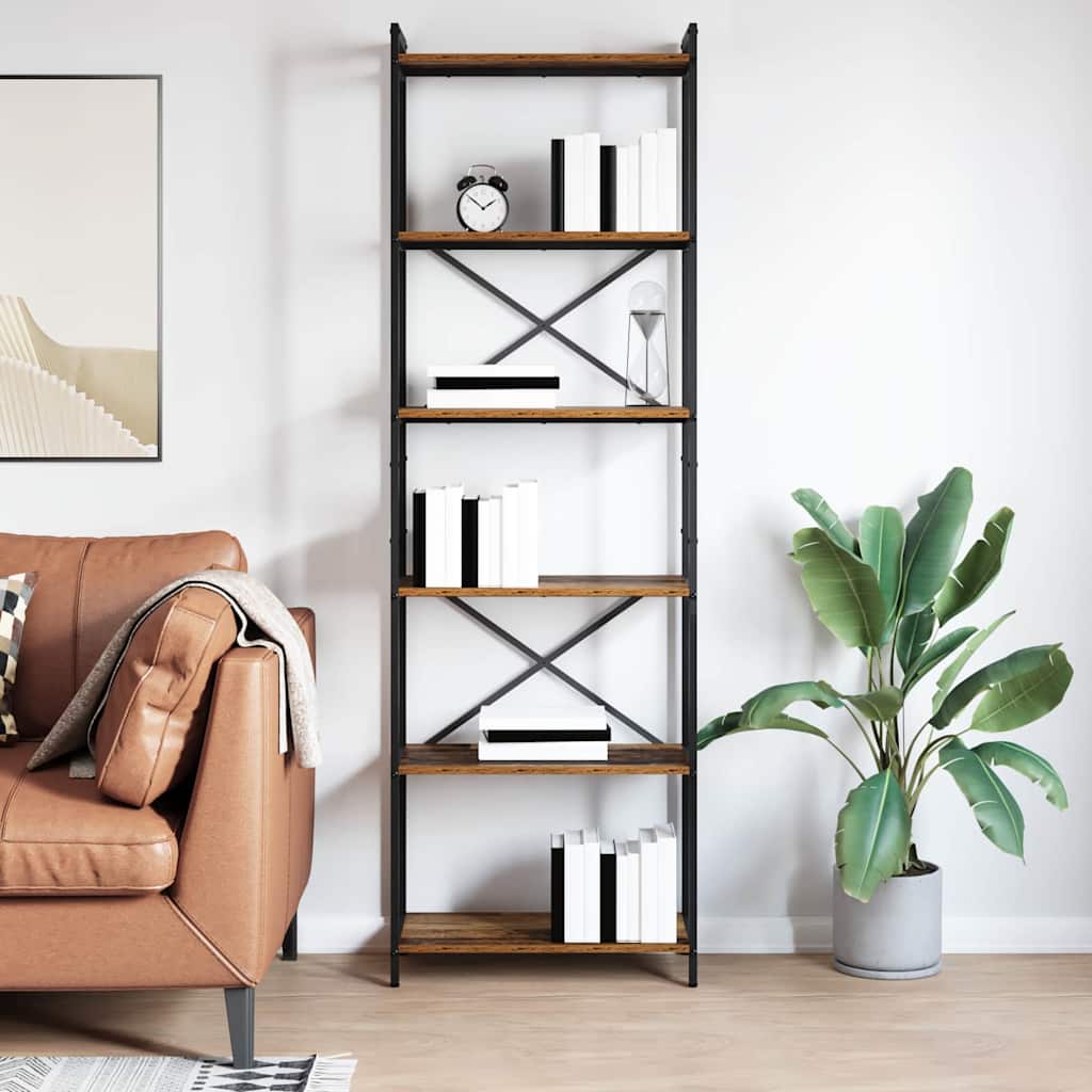 Boekenkast Oud hout 60 x 30 x 189,5 cm Bewerkt hout is nu te koop bij PeponiXL, paradijselijk wonen!