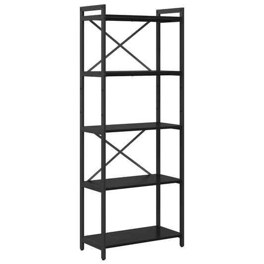 Boekenkast Zwart Eiken 60 x 30 x 155 cm Bewerkt hout is nu te koop bij PeponiXL, paradijselijk wonen!