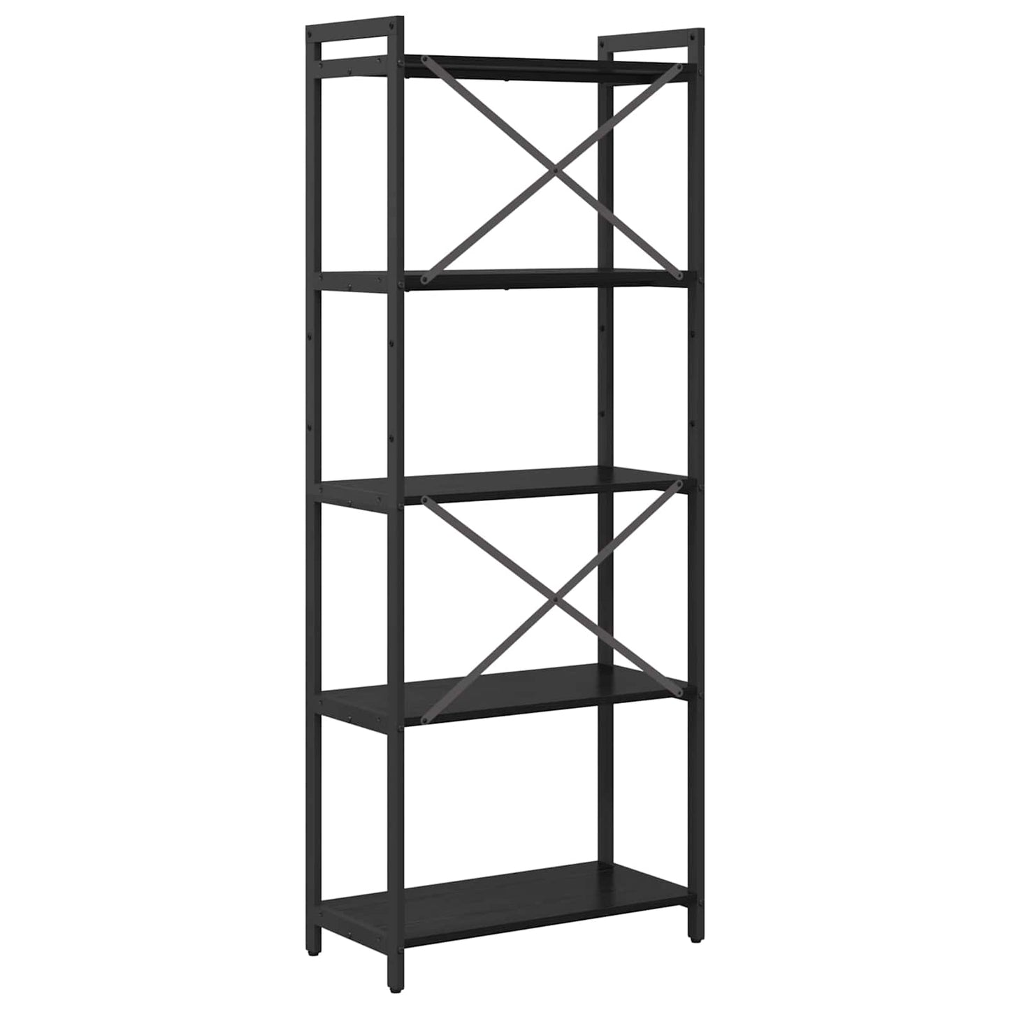 Boekenkast Zwart Eiken 60 x 30 x 155 cm Bewerkt hout is nu te koop bij PeponiXL, paradijselijk wonen!