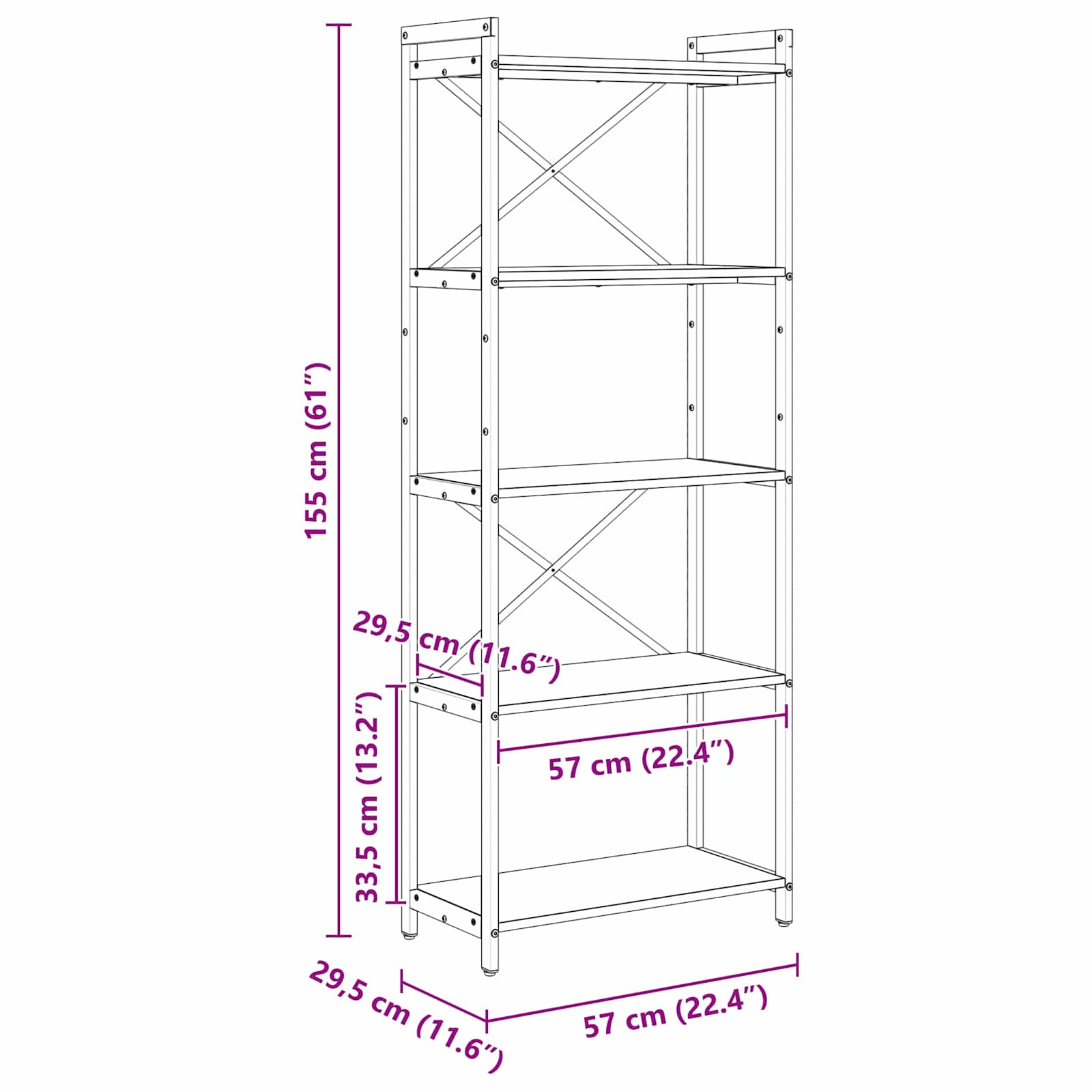 Boekenkast Sonoma Eiken 60 x 30 x 155 cm Bewerkt hout is nu te koop bij PeponiXL, paradijselijk wonen!