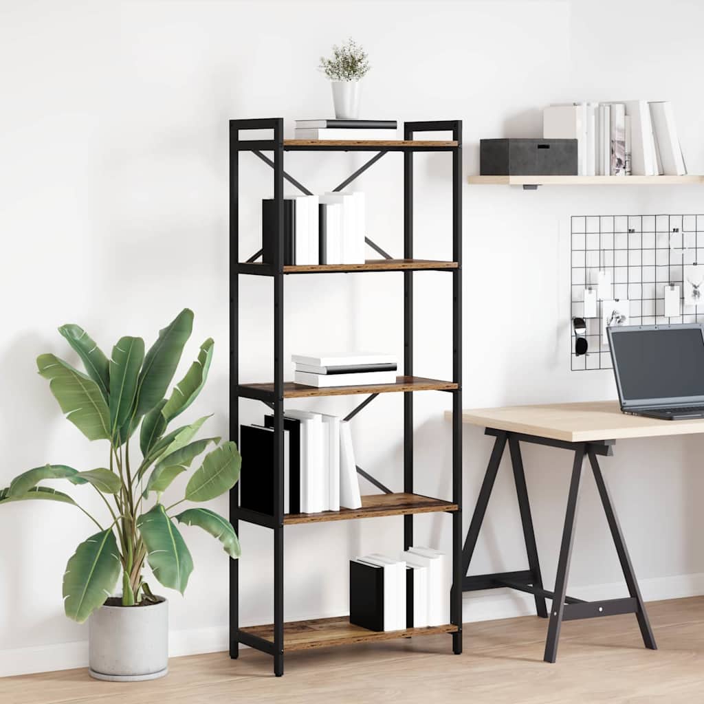 Boekenkast Oud hout 60 x 30 x 155 cm Bewerkt hout is nu te koop bij PeponiXL, paradijselijk wonen!