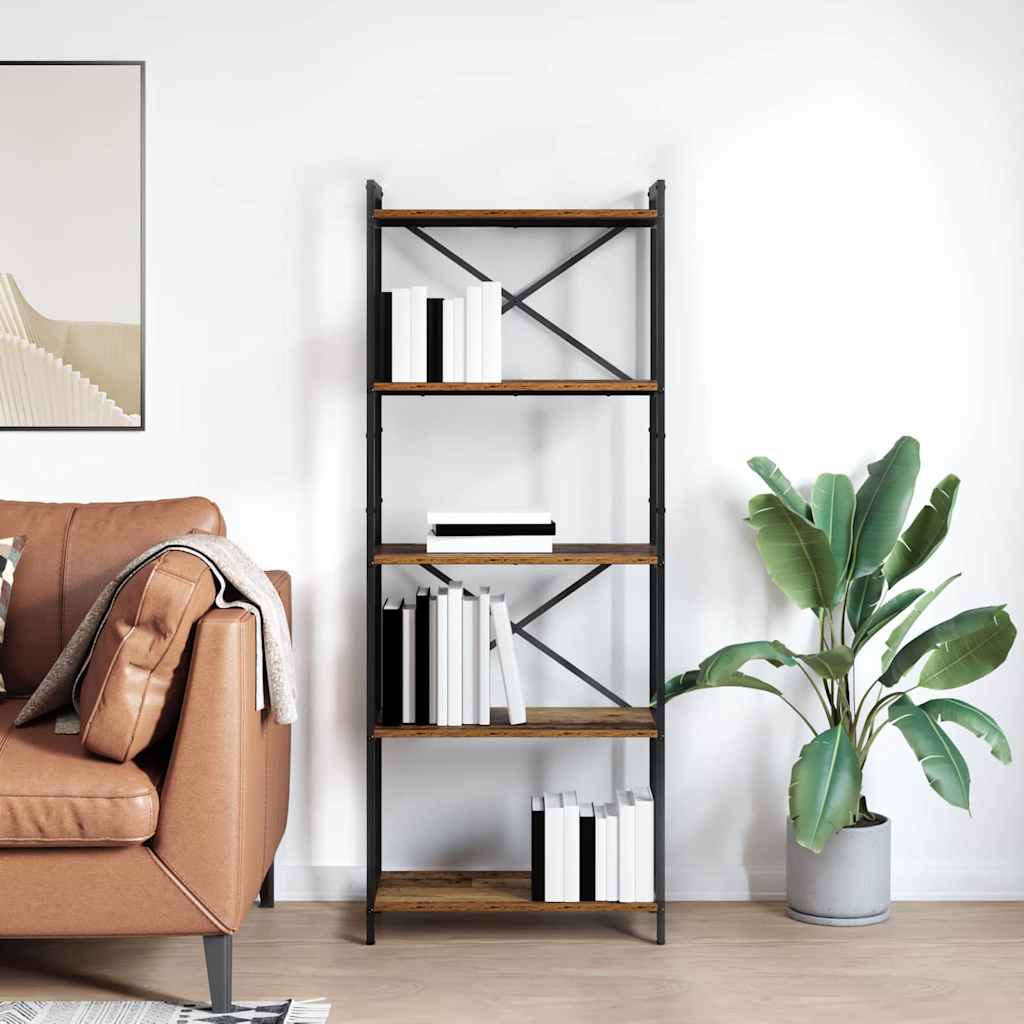 Boekenkast Oud hout 60 x 30 x 155 cm Bewerkt hout is nu te koop bij PeponiXL, paradijselijk wonen!