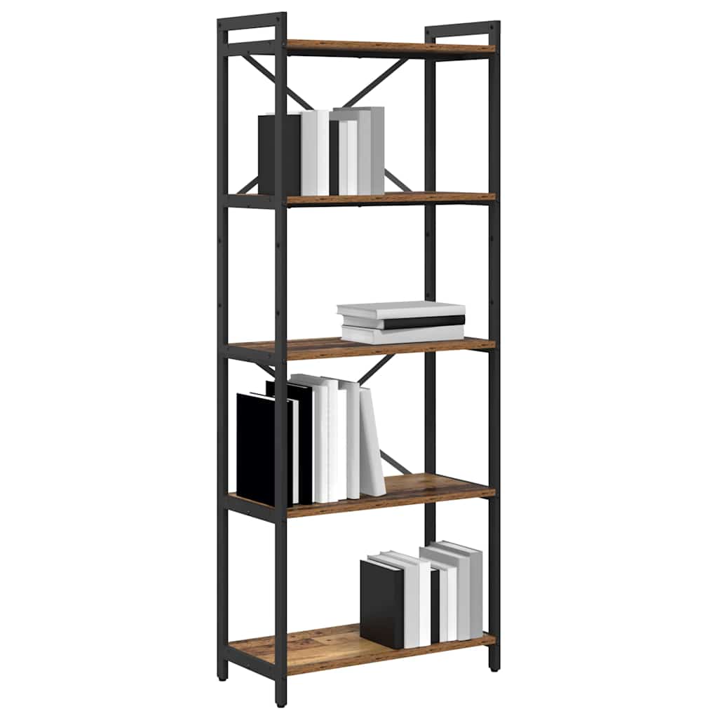 Boekenkast Oud hout 60 x 30 x 155 cm Bewerkt hout is nu te koop bij PeponiXL, paradijselijk wonen!