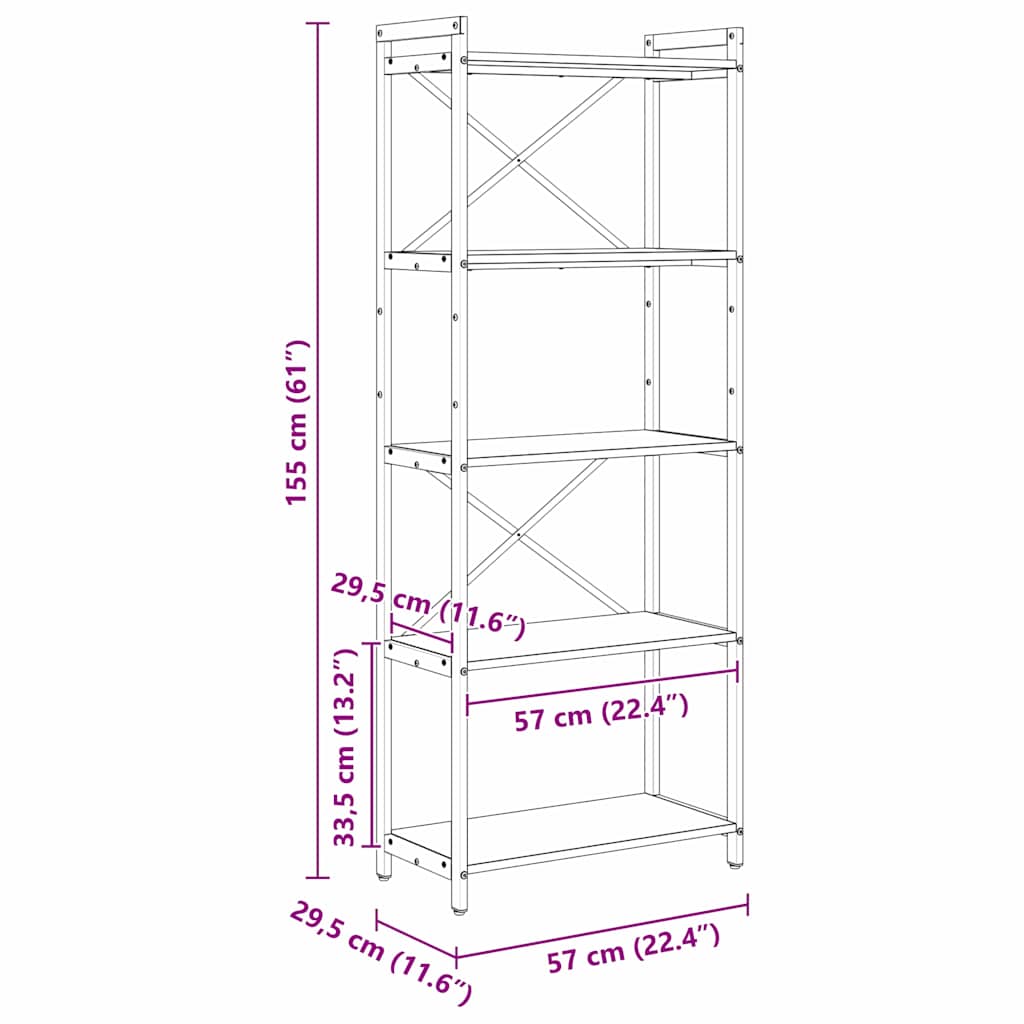 Boekenkast Artisan Eiken 60 x 30 x 155 cm Bewerkt hout is nu te koop bij PeponiXL, paradijselijk wonen!