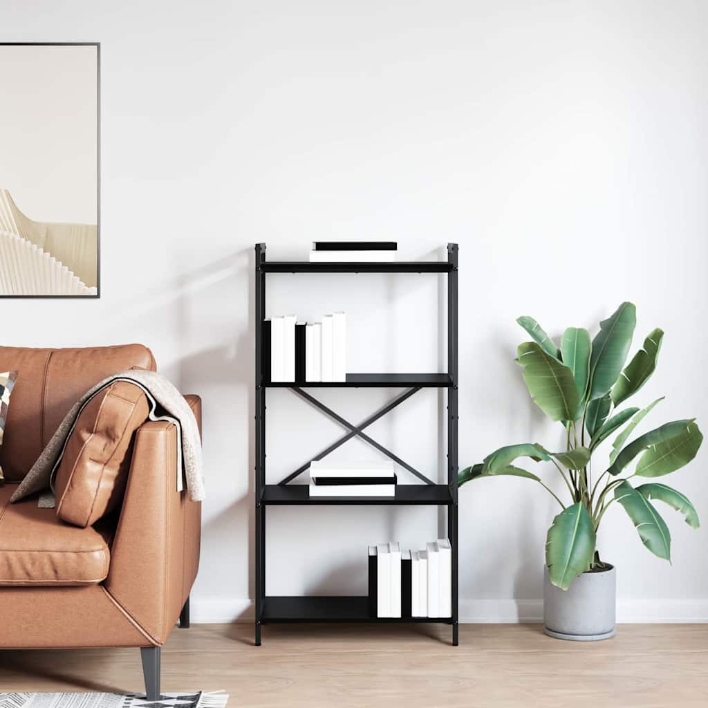 Boekenkast Zwart Eiken 40 x 30 x 85 cm Bewerkt hout is nu te koop bij PeponiXL, paradijselijk wonen!