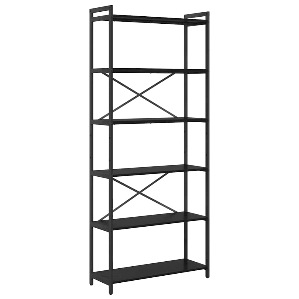 Boekenkast Zwart Eiken 80 x 30 x 189,5 cm Bewerkt hout is nu te koop bij PeponiXL, paradijselijk wonen!