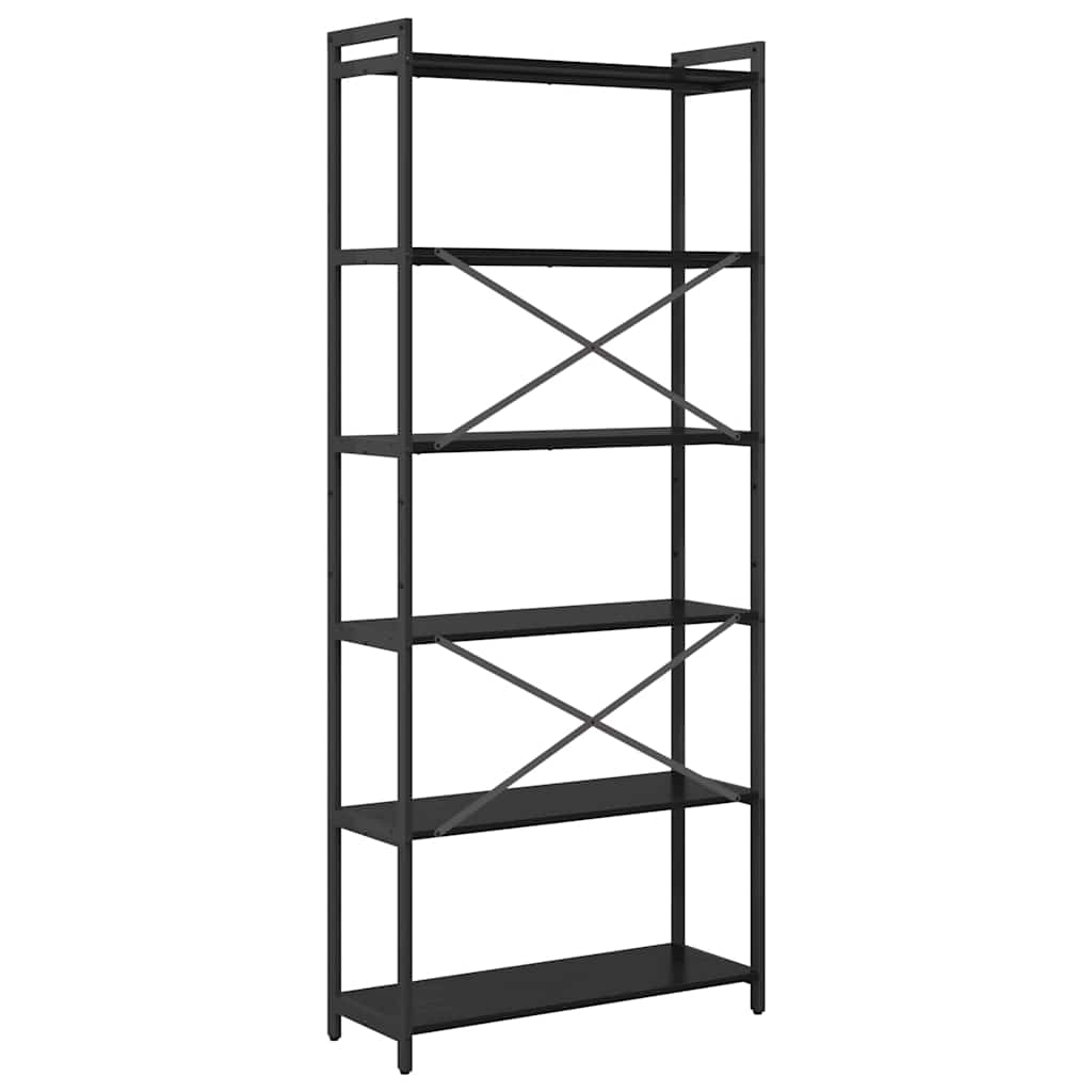 Boekenkast Zwart Eiken 80 x 30 x 189,5 cm Bewerkt hout is nu te koop bij PeponiXL, paradijselijk wonen!