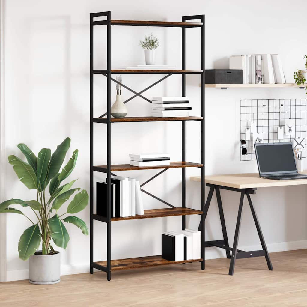 Boekenkast Gerookt eiken 80 x 30 x 189,5 cm Bewerkt hout is nu te koop bij PeponiXL, paradijselijk wonen!