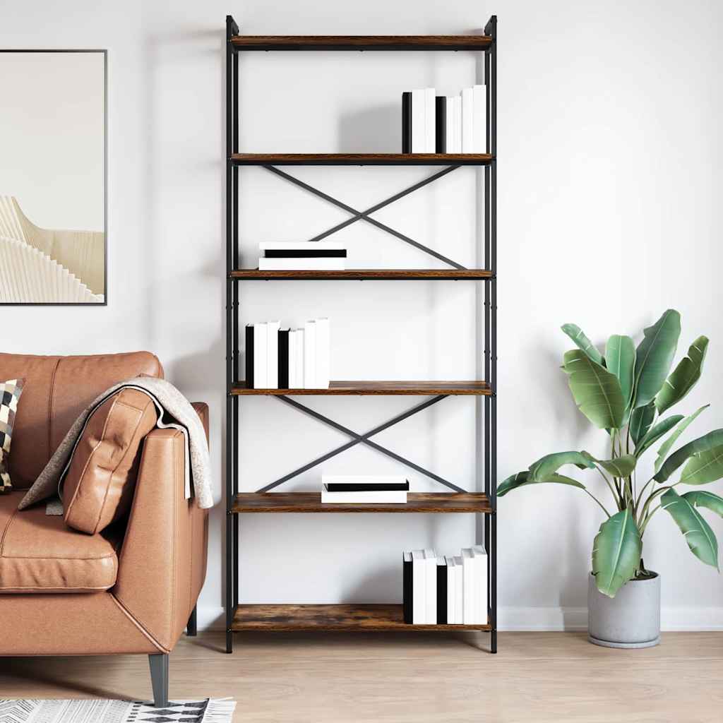Boekenkast Gerookt eiken 80 x 30 x 189,5 cm Bewerkt hout is nu te koop bij PeponiXL, paradijselijk wonen!