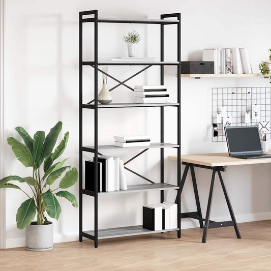 Boekenkast Grijs sonoma 80 x 30 x 189,5 cm Bewerkt hout is nu te koop bij PeponiXL, paradijselijk wonen!