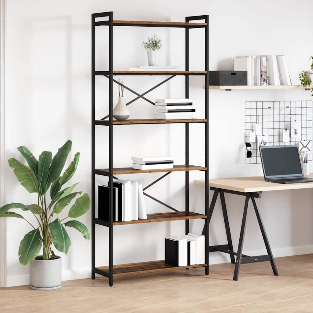 Boekenkast Oud hout 80 x 30 x 189,5 cm Bewerkt hout is nu te koop bij PeponiXL, paradijselijk wonen!