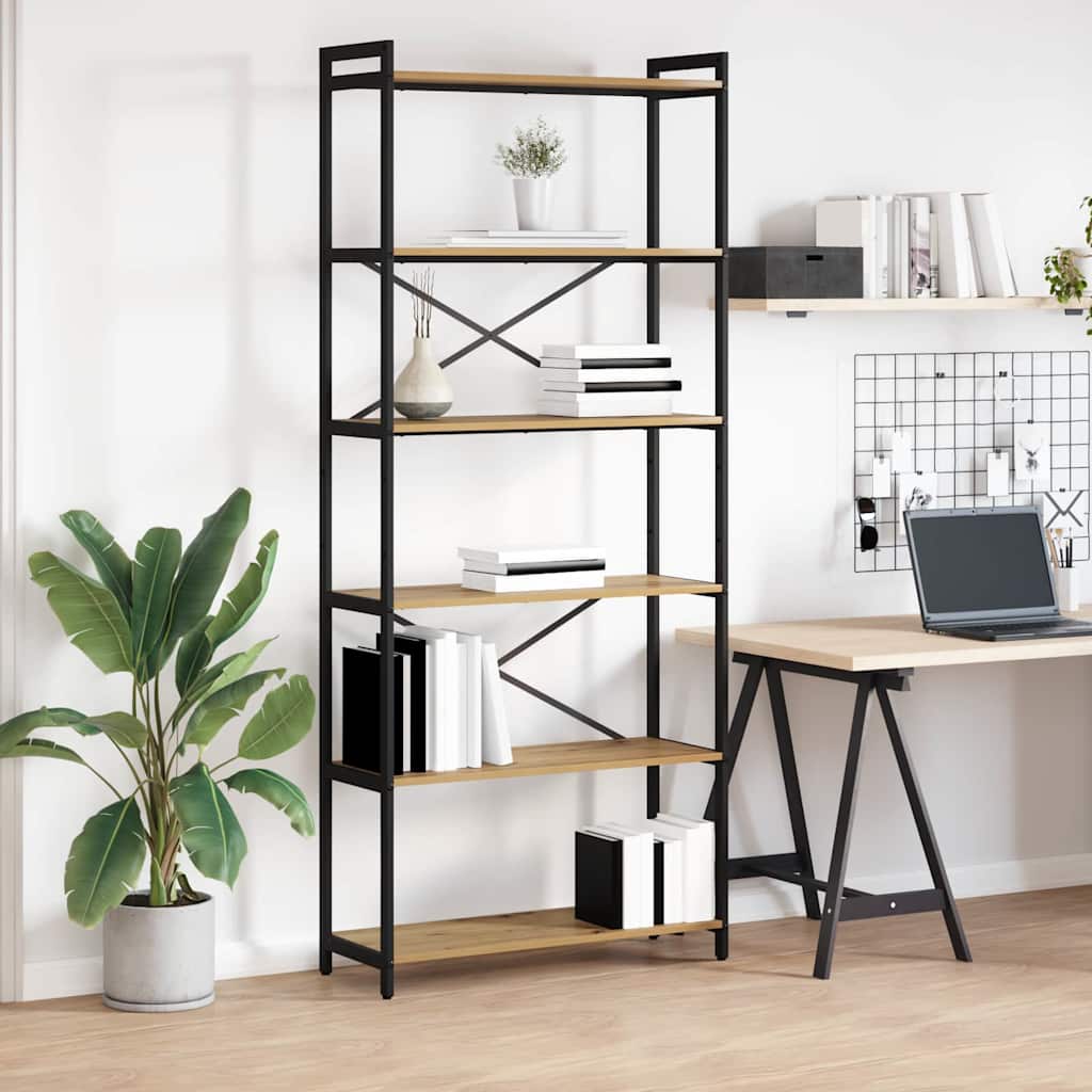 Boekenkast Artisan Eiken 80 x 30 x 189,5 cm Bewerkt hout is nu te koop bij PeponiXL, paradijselijk wonen!