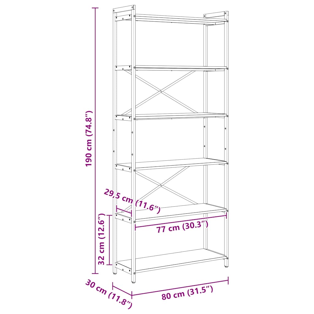 Boekenkast Artisan Eiken 40 x 30 x 85 cm Bewerkt hout is nu te koop bij PeponiXL, paradijselijk wonen!