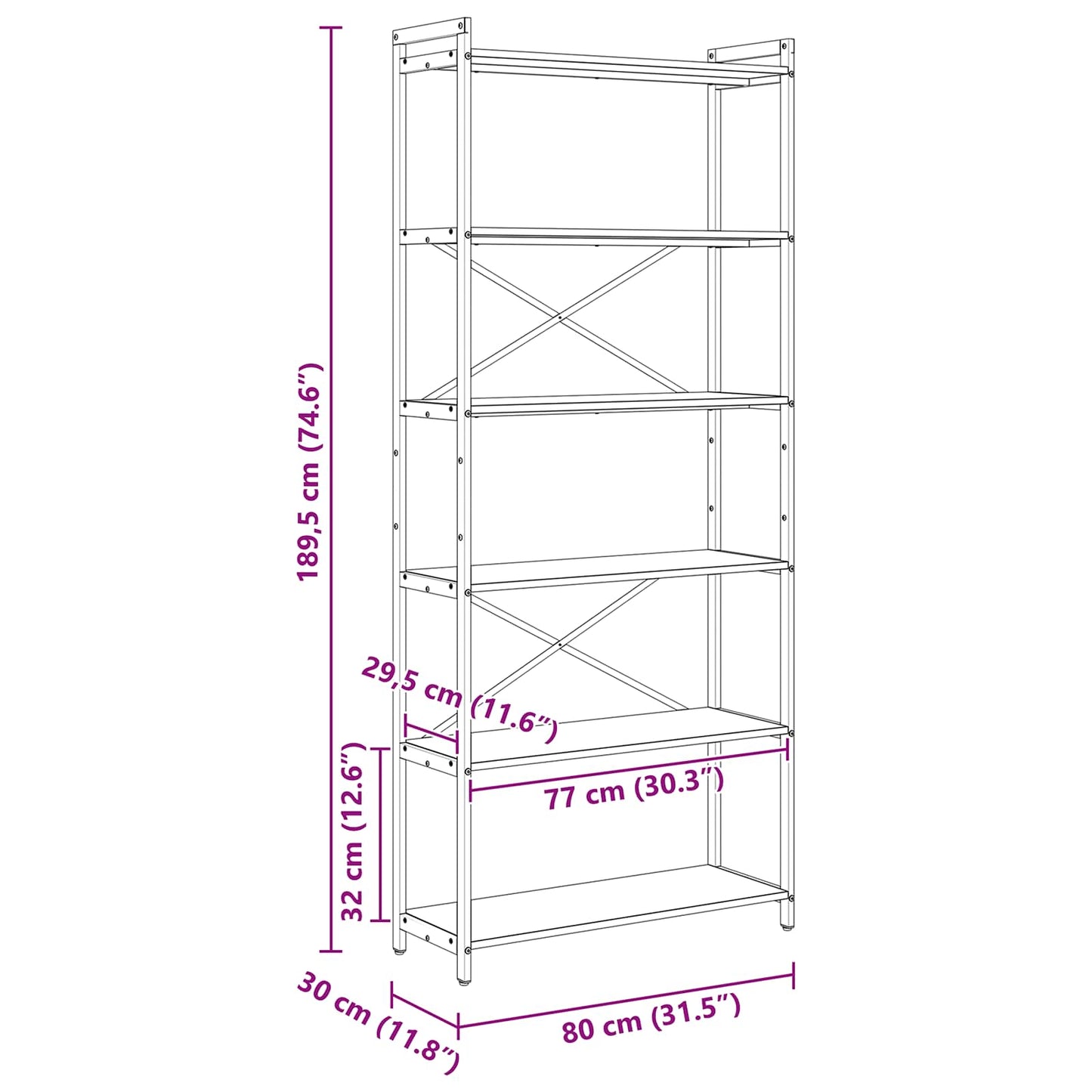 Boekenkast Artisan Eiken 80 x 30 x 189,5 cm Bewerkt hout is nu te koop bij PeponiXL, paradijselijk wonen!