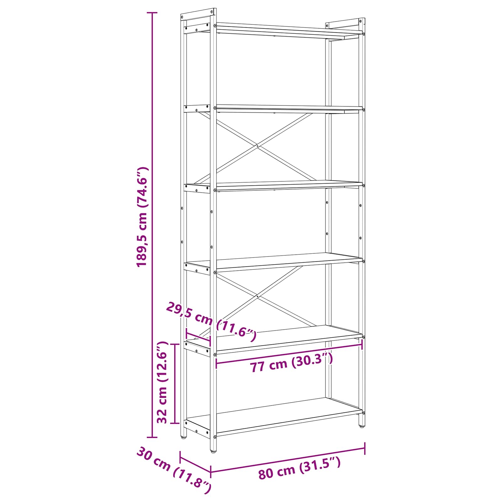 Boekenkast Artisan Eiken 80 x 30 x 189,5 cm Bewerkt hout is nu te koop bij PeponiXL, paradijselijk wonen!