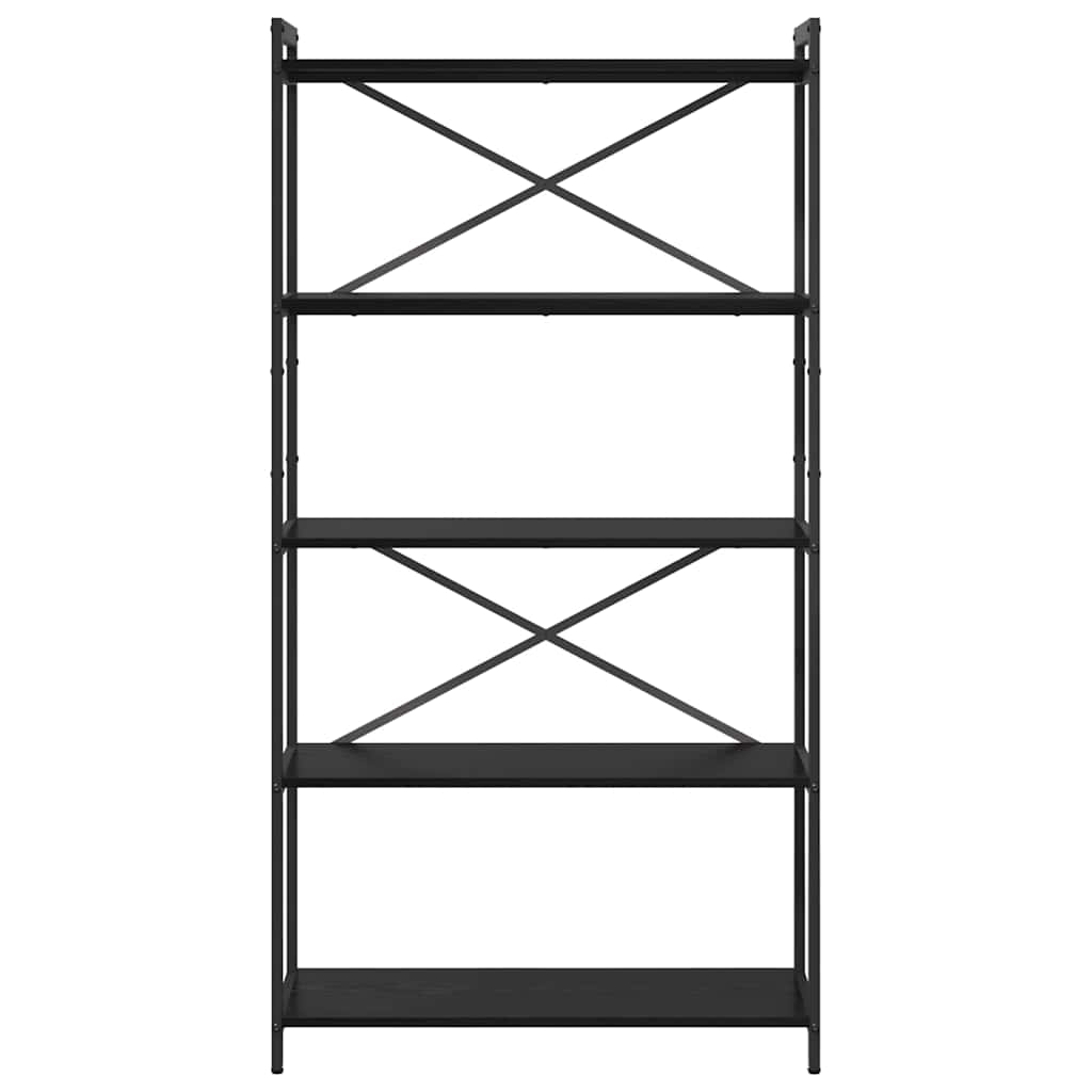 Boekenkast Zwart Eiken 80 x 30 x 155 cm Bewerkt hout is nu te koop bij PeponiXL, paradijselijk wonen!