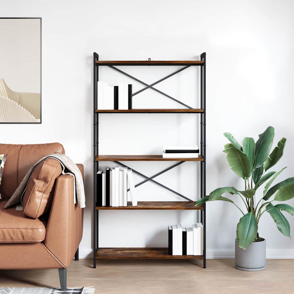 Boekenkast Gerookt eiken 80 x 30 x 155 cm Bewerkt hout is nu te koop bij PeponiXL, paradijselijk wonen!