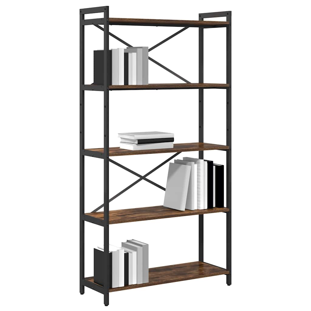 Boekenkast Gerookt eiken 80 x 30 x 155 cm Bewerkt hout is nu te koop bij PeponiXL, paradijselijk wonen!