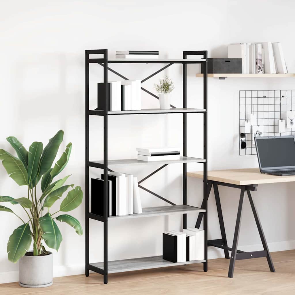 Boekenkast Grijs sonoma 80 x 30 x 155 cm Bewerkt hout is nu te koop bij PeponiXL, paradijselijk wonen!