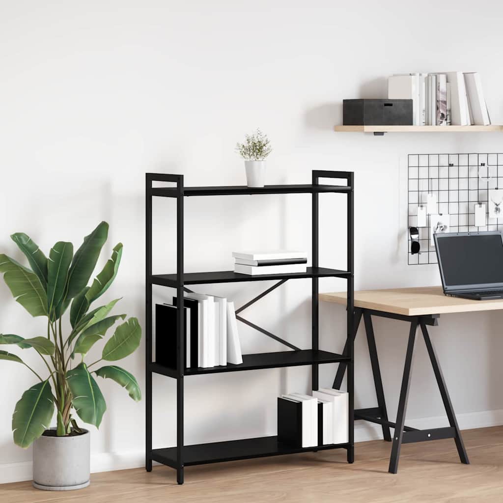 Boekenkast Zwart Eiken 80 x 30 x 120 cm Bewerkt hout is nu te koop bij PeponiXL, paradijselijk wonen!