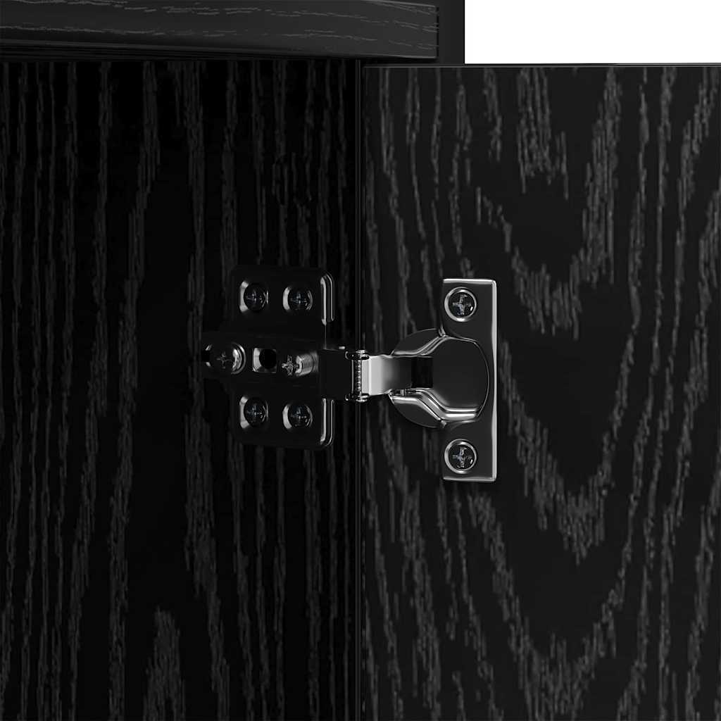 Boekenkast Zwart Eiken 80 x 30 x 155,5 cm Bewerkt hout is nu te koop bij PeponiXL, paradijselijk wonen!