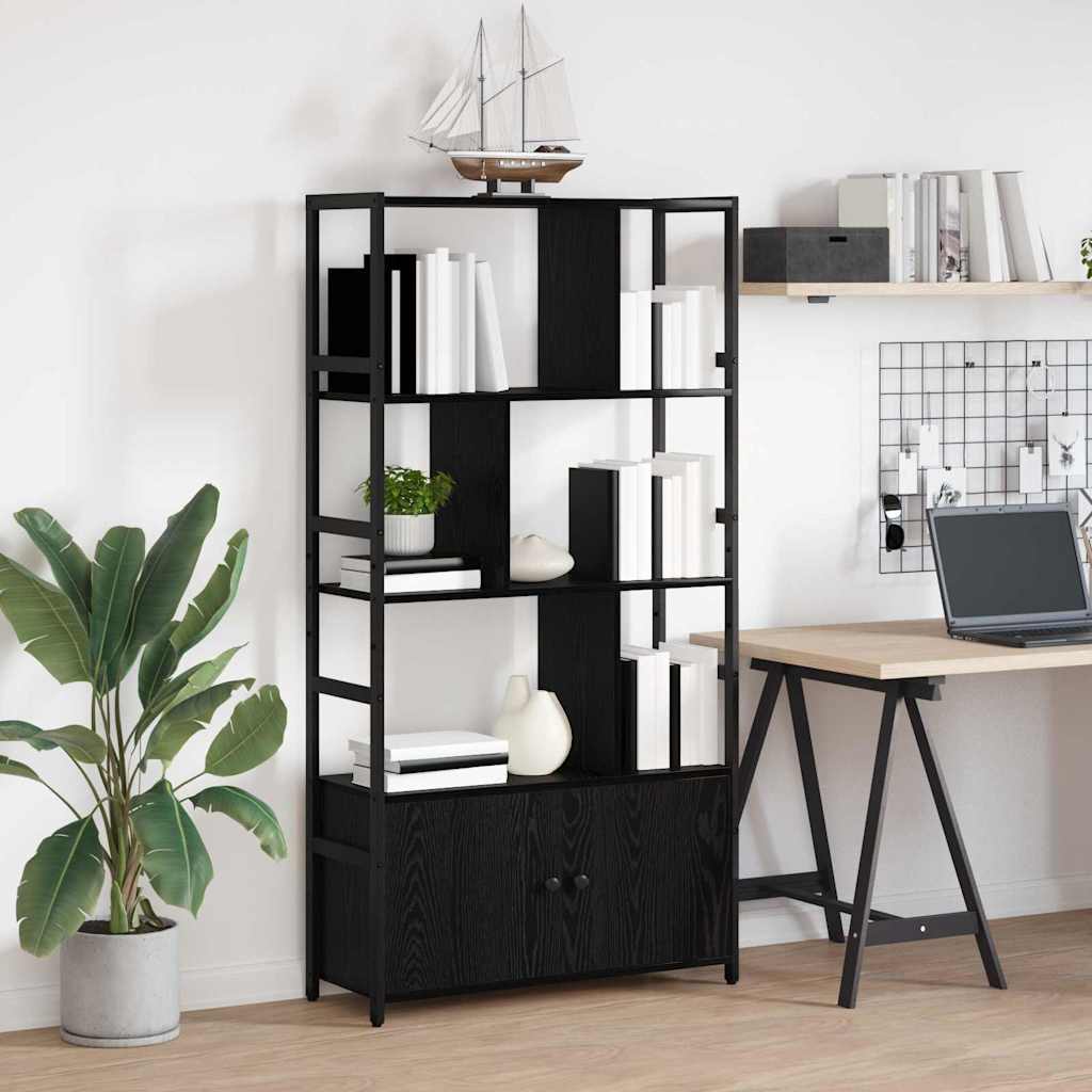 Boekenkast Zwart Eiken 80 x 30 x 155,5 cm Bewerkt hout is nu te koop bij PeponiXL, paradijselijk wonen!