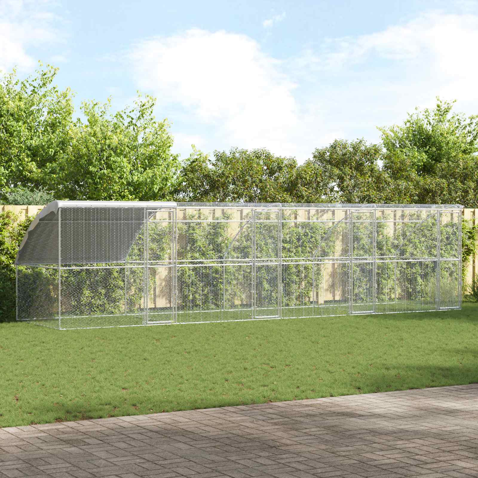 Kippenhok 4 pcs Zilver 800 x 200 x 200 cm Staal en PE is nu te koop bij PeponiXL, paradijselijk wonen!