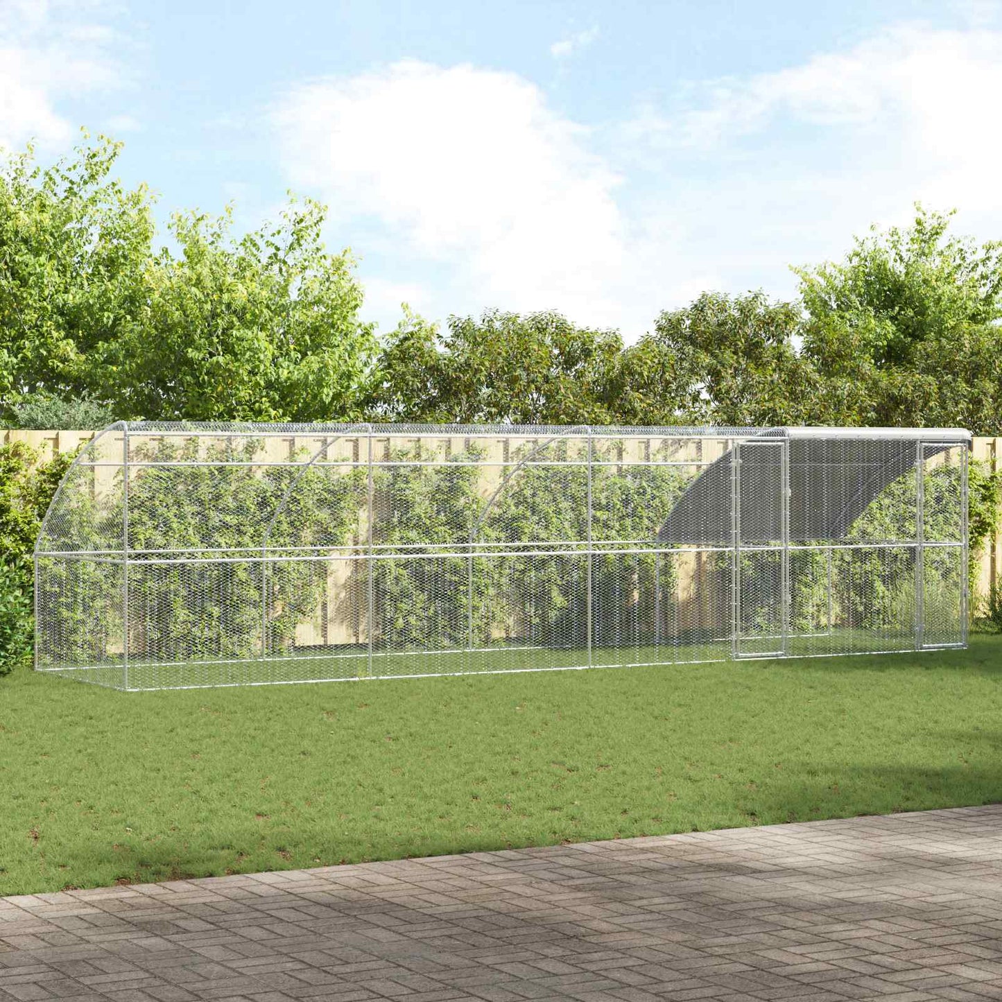 Kippenhok 4 pcs Zilver 800 x 200 x 200 cm Staal en PE is nu te koop bij PeponiXL, paradijselijk wonen!